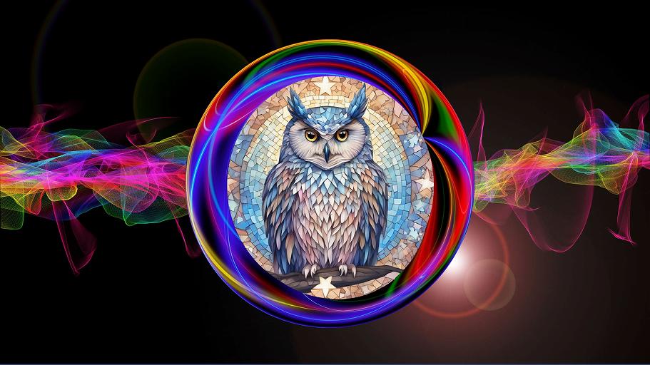 開運のフクロウのPC壁紙